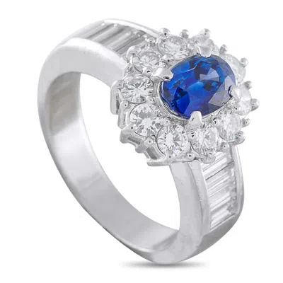 Lb Exclusive Platinum 1.53 Ct Diamond And 1.26 Ct Sapphire Ring Mf03-110525 In Metallic