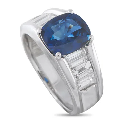 Lb Exclusive Platinum 1.54ct Diamond And Sapphire Ring Mf33-052126 In Blue