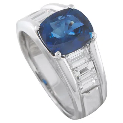 Pre-owned Lb Exclusive Platinum 1.54ct Diamond And Sapphire Ring Mf33-052126 In Blue