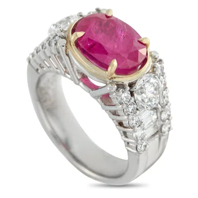 Lb Exclusive Platinum 1.60ct Diamond And Ruby Ring Mf14-050726 In Metallic
