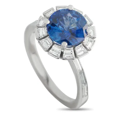 Lb Exclusive Platinum 1.60ct Diamond And Sapphire Ring Mf17-050726 In Blue