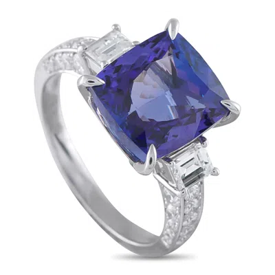 Lb Exclusive Platinum 1.64 Ct Diamond And 10.22 Ct Tanzanite Ring #5212 In Blue