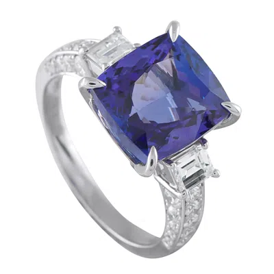 Pre-owned Lb Exclusive Platinum 1.64ct Diamond And Tanzanite Ring #5212 In Multi