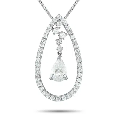 Lb Exclusive Platinum 1.67ct Diamond Teardrop Necklace Mf52-101525 In White