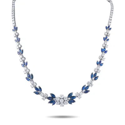 Lb Exclusive Platinum 17.0ct Diamond And Sapphire Necklace Mf04-060526 In Blue
