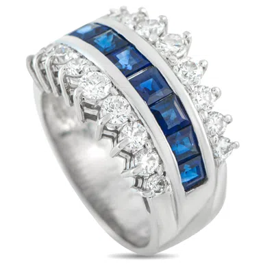 Lb Exclusive Platinum 1.71ct Diamond And Sapphire Ring Mf17-101725 In White