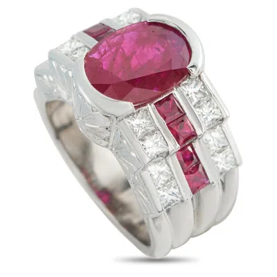 Lb Exclusive Platinum 1.76ct Diamond And Ruby Ring Mf20-050726 In Metallic