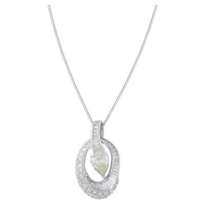 Pre-owned Lb Exclusive Platinum 1.78ct Diamond Oval Halo Pendant Necklace Mf02-062326 In Multiple