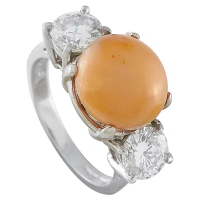 Pre-owned Lb Exclusive Platinum 1.80ct Diamond And Conch Pearl Ring Mf29-051826 In Multi