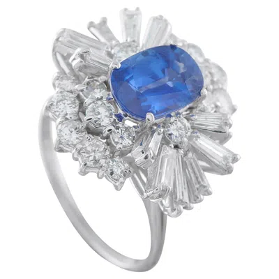 Pre-owned Lb Exclusive Platinum 1.80ct Diamond And Sapphire Ring Mf06-013026 In Blue