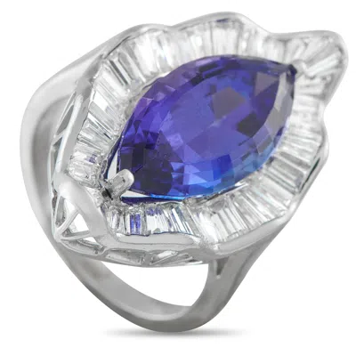 Lb Exclusive Platinum 1.80ct Diamond And Tanzanite Ring Mf26-122325 In Metallic