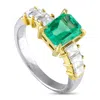 Lb Exclusive Platinum, 18k Yellow Gold 0.76ct Diamond And Emerald Ring Mf14-073025 In Green