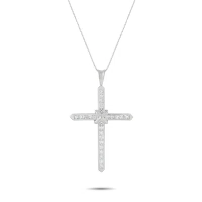Lb Exclusive Platinum 1.95ct Diamond Cross Pendant Necklace Mf39-041326 In White