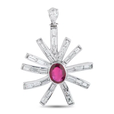 Lb Exclusive Platinum 2.0ct Diamond And Ruby Pendant Mf15-051326 In Metallic