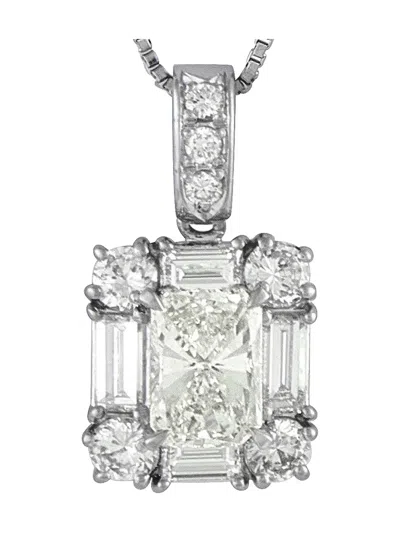 Pre-owned Lb Exclusive Platinum 2.0ct Diamond Pendant Necklace In Silver