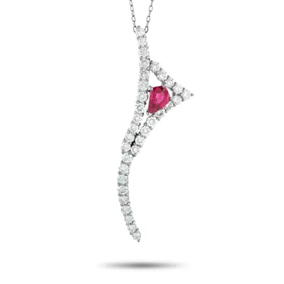 Lb Exclusive Platinum 2.10ct Diamond And Ruby Kite Pendant Necklace Mf35-031626 In Metallic