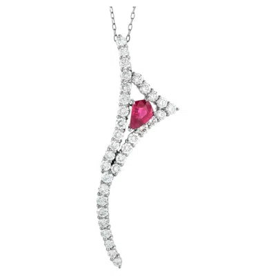 Pre-owned Lb Exclusive Platinum 2.10ct Diamond And Ruby Kite Pendant Necklace Mf35-031626 In Multi