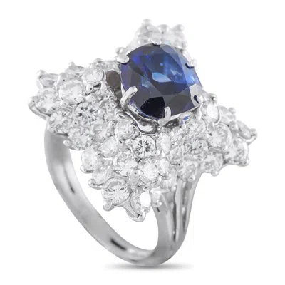 Lb Exclusive Platinum 2.10ct Diamond And Sapphire Ring Mf15-050726 In Transparent