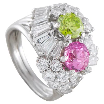 Pre-owned Lb Exclusive Platinum 2.15ct Diamond And Pink Sapphire Ring Mf27-051526