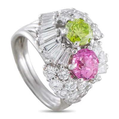 Lb Exclusive Platinum 2.15ct Diamond And Pink Sapphire Ring Mf27-051526 In Metallic