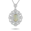 Lb Exclusive Platinum 2.30ct Diamond And Opal Pendant Necklace Mf55-101525 In Metallic