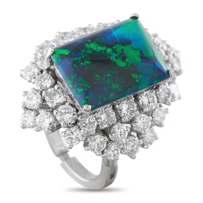 Lb Exclusive Platinum 2.40ct Diamond And Black Opal Ring Mf17-051526 In Green