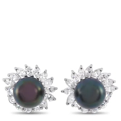 Lb Exclusive Platinum 2.40ct Diamond And Pearl Earrings Mf13-022025 In White