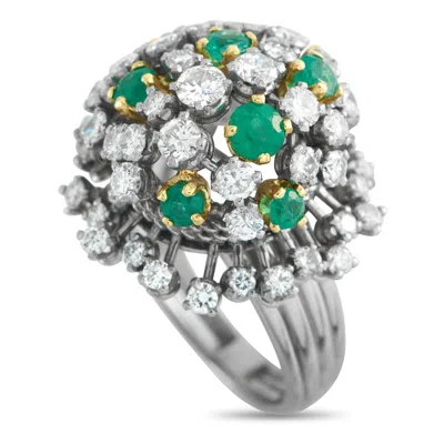Lb Exclusive Platinum 2.50ct Diamond And Emerald Ring Mf48-122325 In Multi