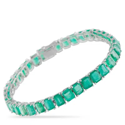 Lb Exclusive Platinum 26.87ct Emerald Line Bracelet Mf08-040626 In Green