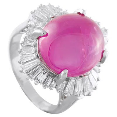 Pre-owned Lb Exclusive Platinum 2.90ct Diamond And Burma Ruby Ring Mf10-030226 In Multi