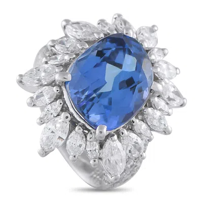 Lb Exclusive Platinum 2.93 Ct Diamond And 6.83 Ct Tanzanite Ring Mf03-073125 In Metallic