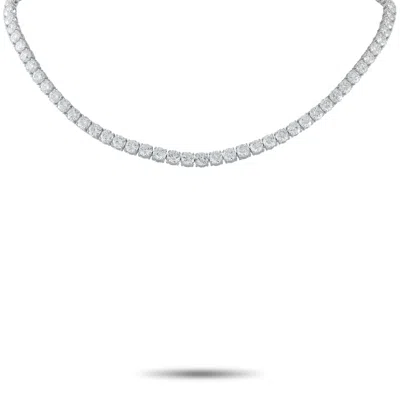 Lb Exclusive Platinum 29.80 Ct Diamond Tennis Necklace Mf20-052126 In Silver