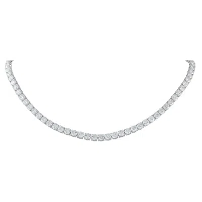 Pre-owned Lb Exclusive Platinum 29.80ct Diamond Tennis Necklace Mf20-052126 In Multi