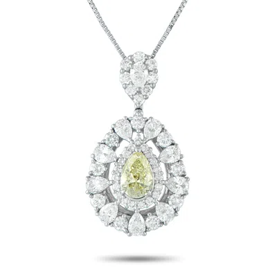 Lb Exclusive Platinum 3.01ct Diamond Pear Necklace Mf16-101525 In Metallic