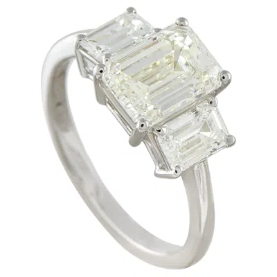 Pre-owned Lb Exclusive Platinum 3.02ct Diamond Three-stone Ring Mf14-051826 In Multi