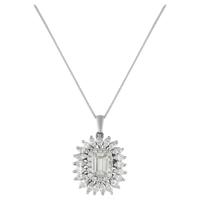 Pre-owned Lb Exclusive Platinum 3.12ct Diamond Pendant Necklace In Multi