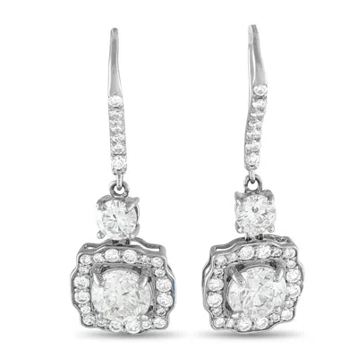 Lb Exclusive Platinum 3.30ct Diamond Earrings #5242 In Metallic