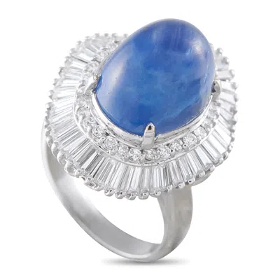 Lb Exclusive Platinum 3.70ct Diamond And Sapphire Ring Mf07-050126 In Metallic