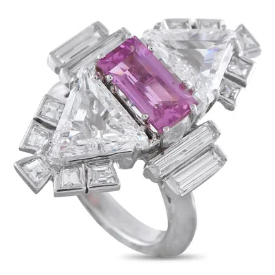 Lb Exclusive Platinum 4.20ct Diamond And Sapphire Ring Mf17-031726 In Metallic