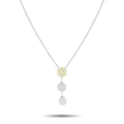 Lb Exclusive Platinum .51 Ct Diamond Cluster Trio Pendant Necklace Mf04-082225 In Metallic