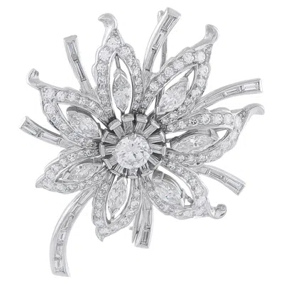 Pre-owned Lb Exclusive Platinum 5.20ct Diamond Brooch Mf05-022626 In Multi