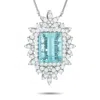 Lb Exclusive Platinum 5.51ct Diamond And Aquamarine Necklace Mf62-101525 In Metallic