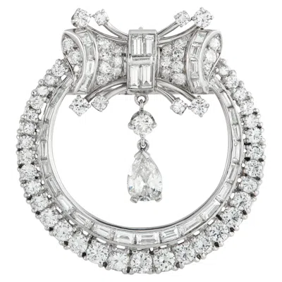 Pre-owned Lb Exclusive Platinum 5.80ct Diamond Art Deco Brooch Mf03-020326 In Multi