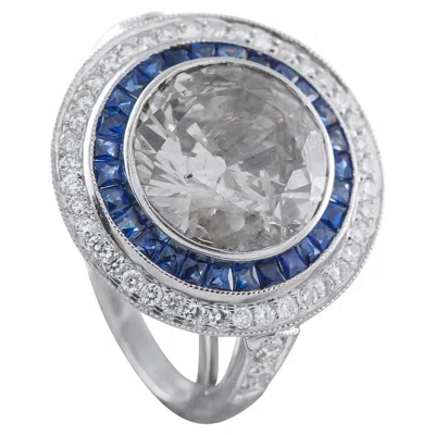 Pre-owned Lb Exclusive Platinum 6.17ct Diamond And Sapphire Ring In Blue