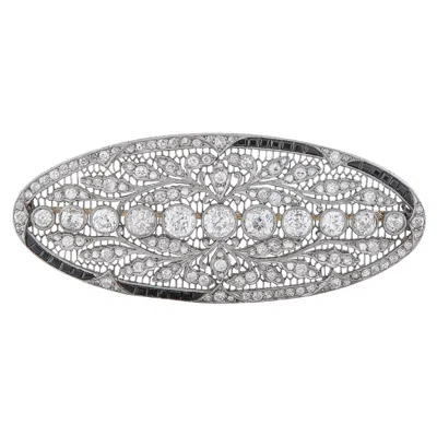 Pre-owned Lb Exclusive Platinum 7.85ct Diamond And Sapphire Brooch Mf35-110625 In Blue