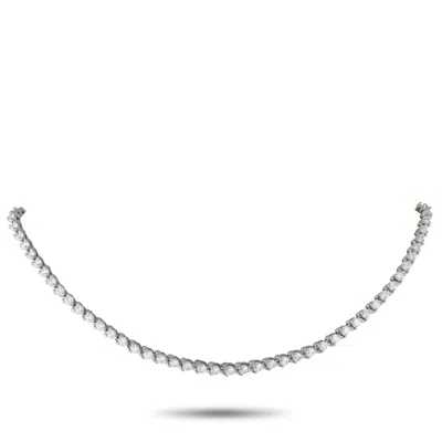 Lb Exclusive Platinum 8.10ct Diamond Tennis Choker Necklace Mf14-061025 In Metallic