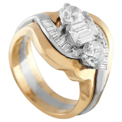Pre-owned Lb Exclusive Platinum And 14k Yellow Gold 2.80ct Diamond Ring Mf08-011626
