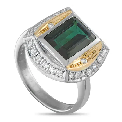 Lb Exclusive Platinum And 18k Yellow Gold 0.33ct Diamond And Tourmaline Ring Mf14-110625