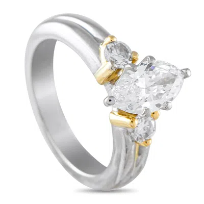 Lb Exclusive Platinum And 18k Yellow Gold 1.06ct Diamond Ring Mf02-071525 In White