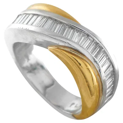 Pre-owned Lb Exclusive Platinum And 18k Yellow Gold 1.0ct Diamond Ring Mf22-050626